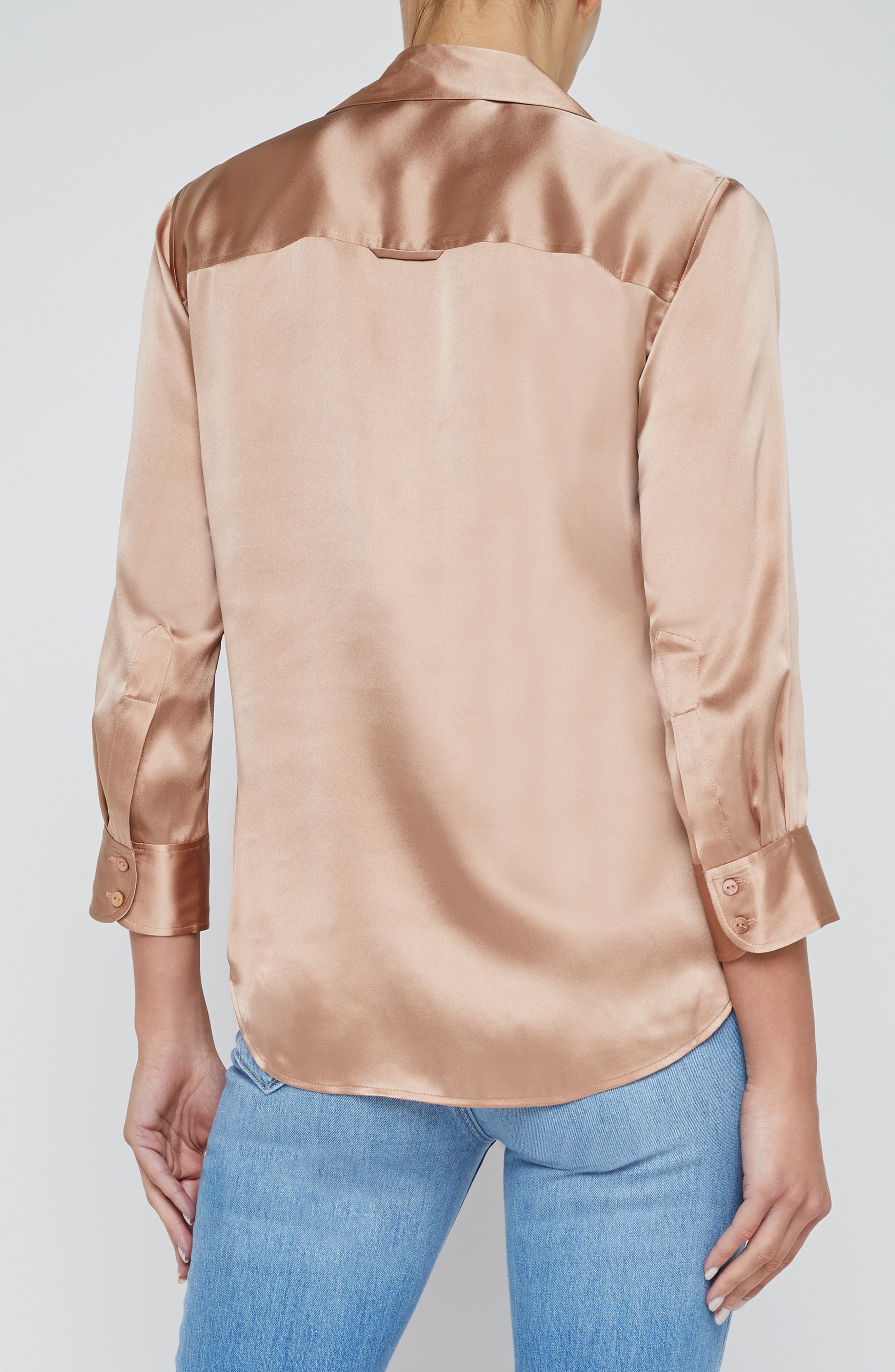 L'AGENCE Dani Silk Charmeuse Blouse in Pecan at Nordstrom - 2