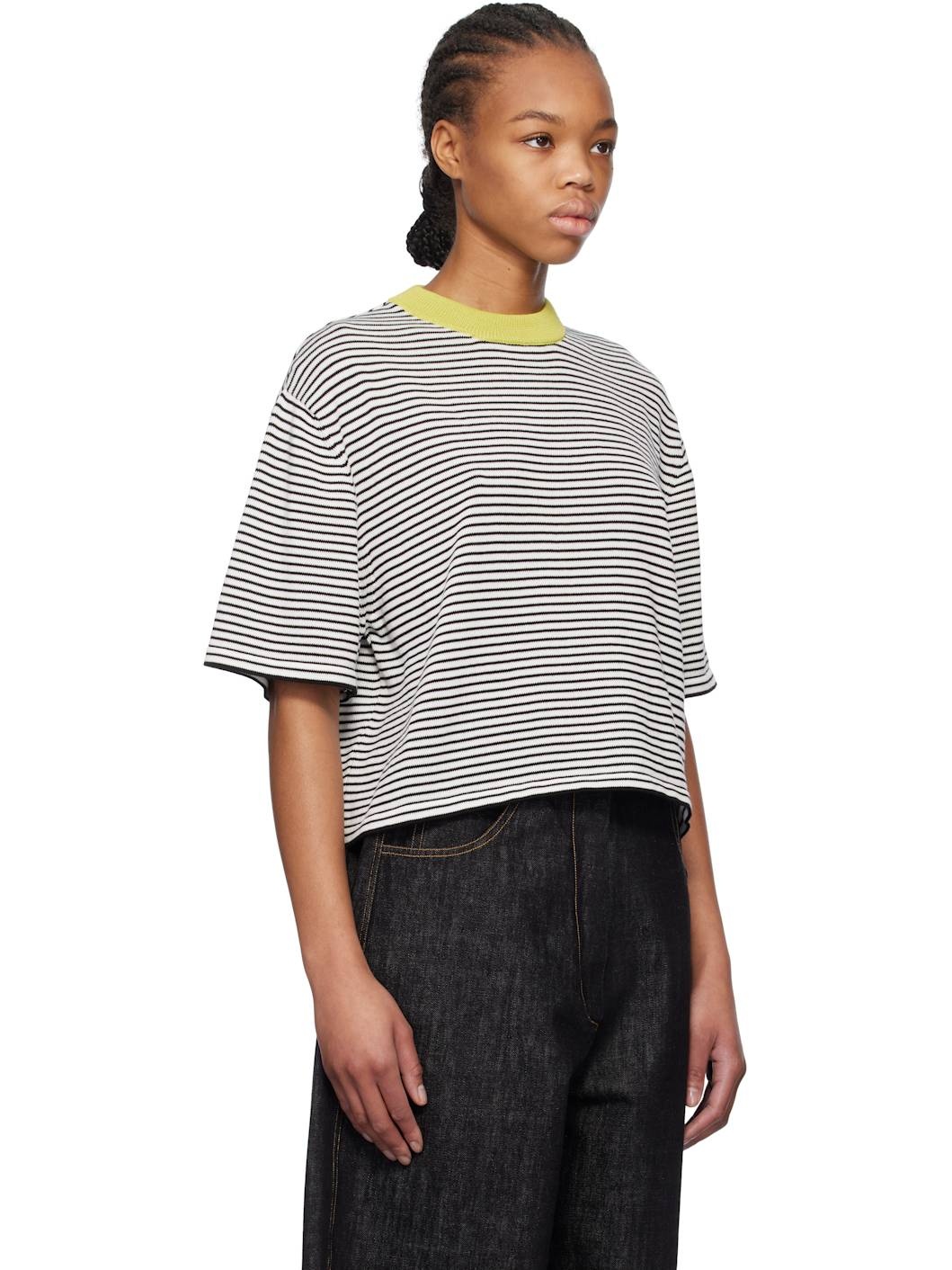 Black & White Cotton Striped T-shirt - 2