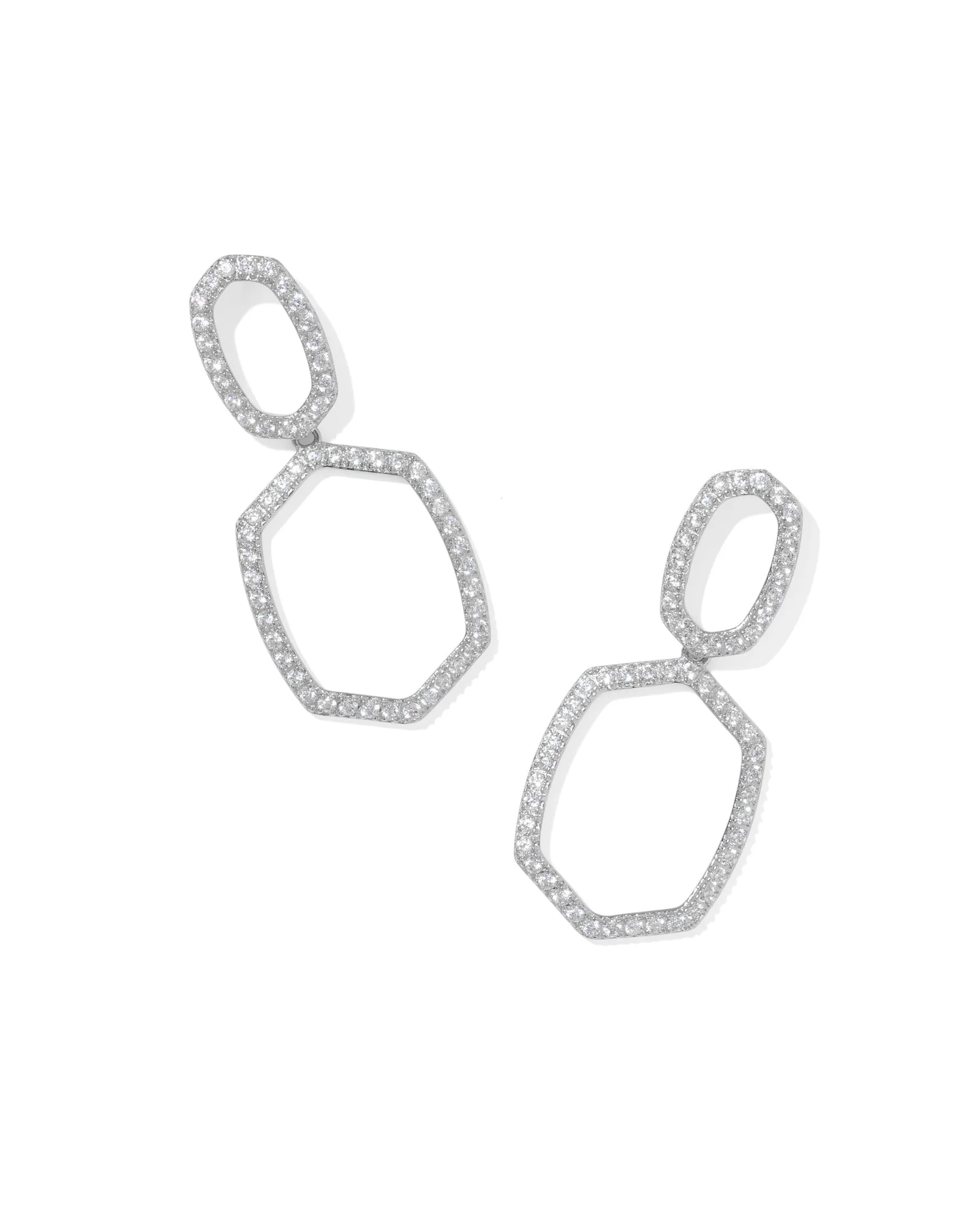 Daphne Pave Silver Open Frame Earrings - 1