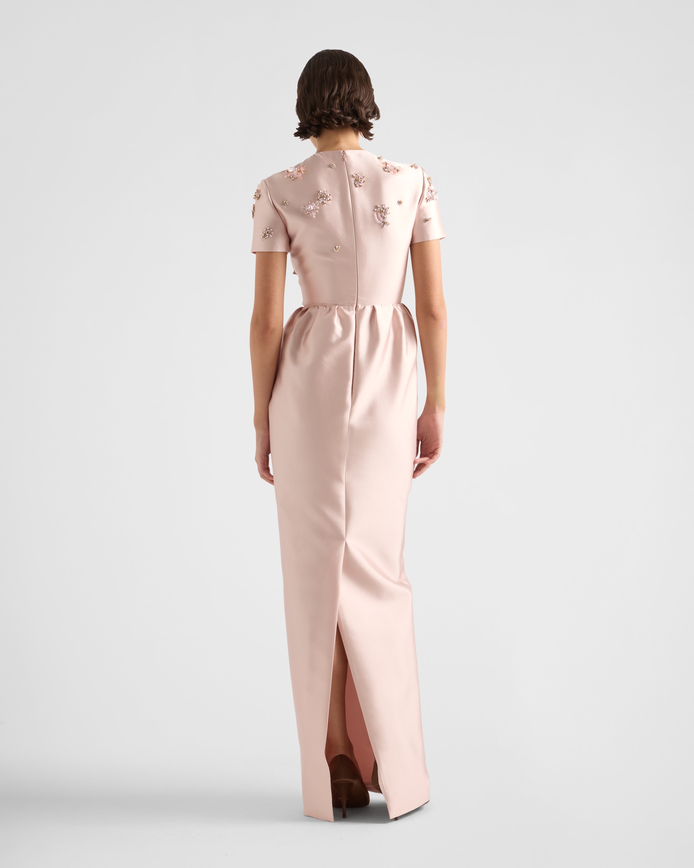 Long embroidered silk and wool dress - 5