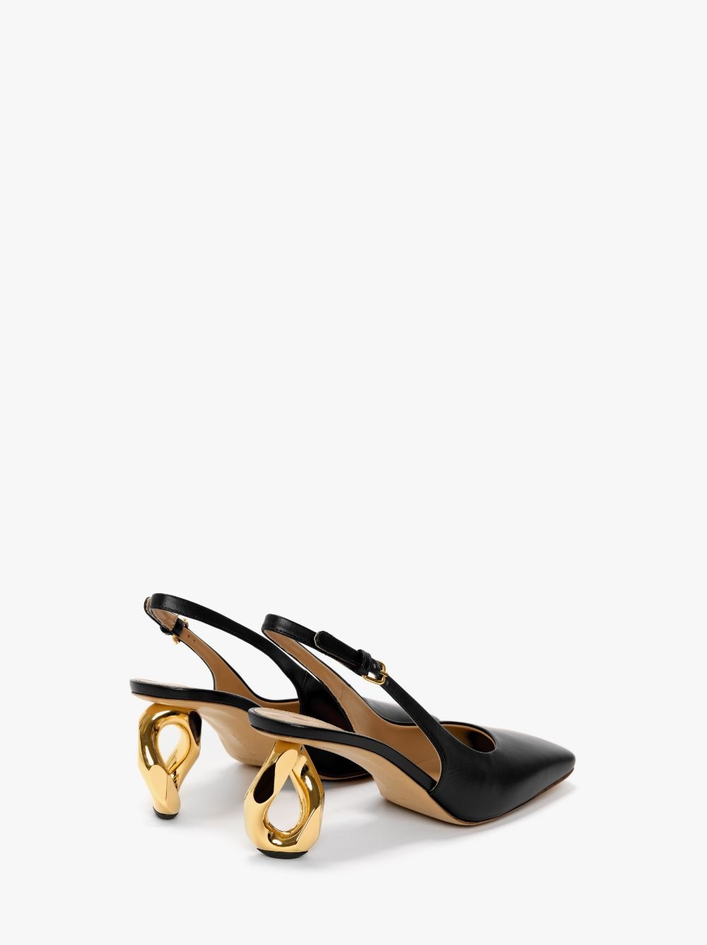 SQUARE TOE CHAIN HEEL SLINGBACK PUMPS - 3