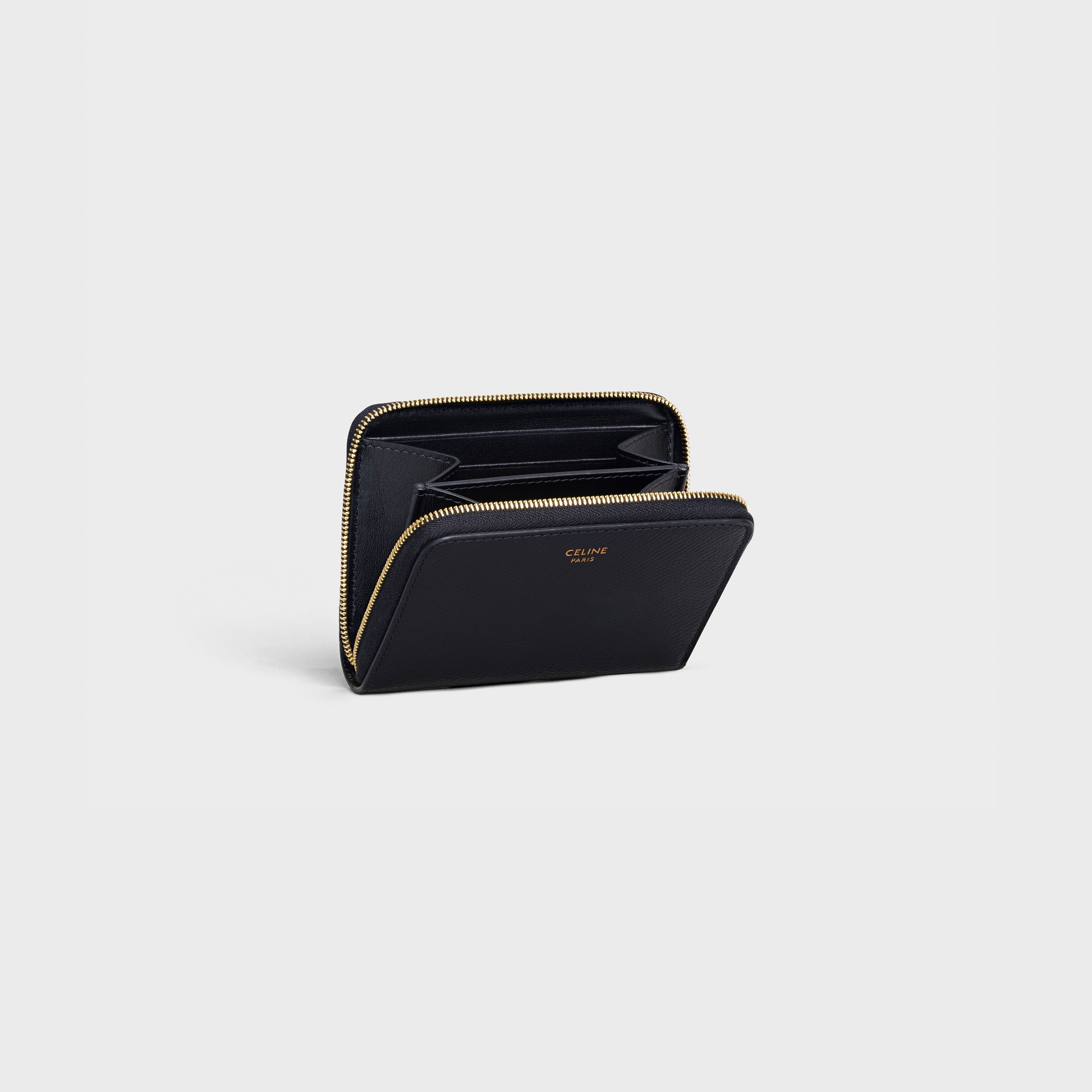 Compact zipped wallet in Grained calfskin - 4