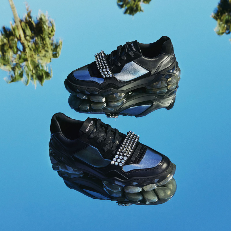 Diamond X Strap/F
Black Calf Leather Low-Top Trainers with Crystal Strap 6