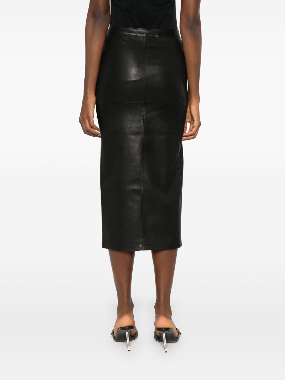 gathered-detail leather skirt - 4