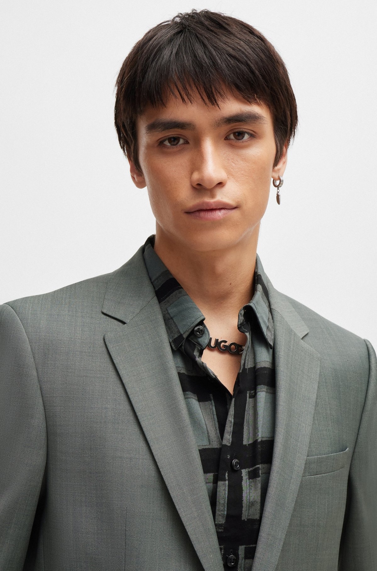 SLIM-FIT JACKET IN PATTERNED SUPER-FLEX FABRIC - 5