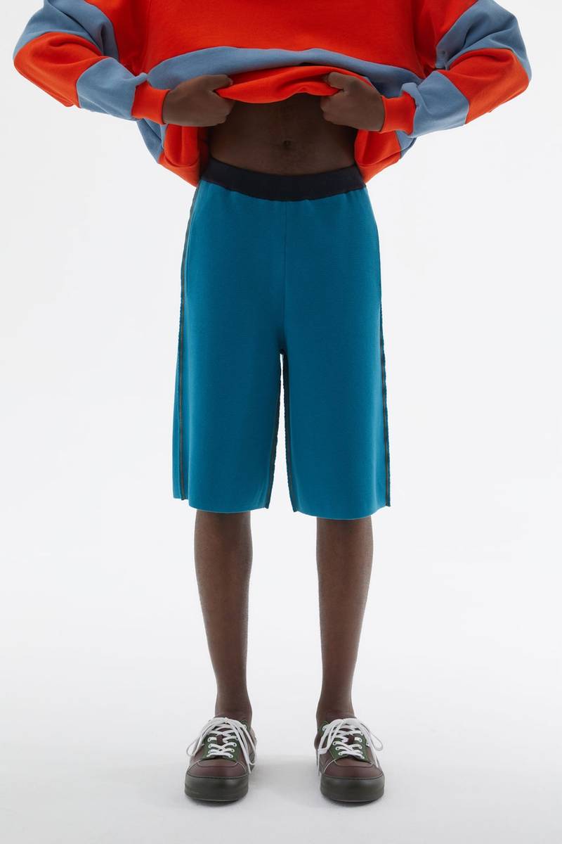 PETROL GREEN KNIT SHORTS 1