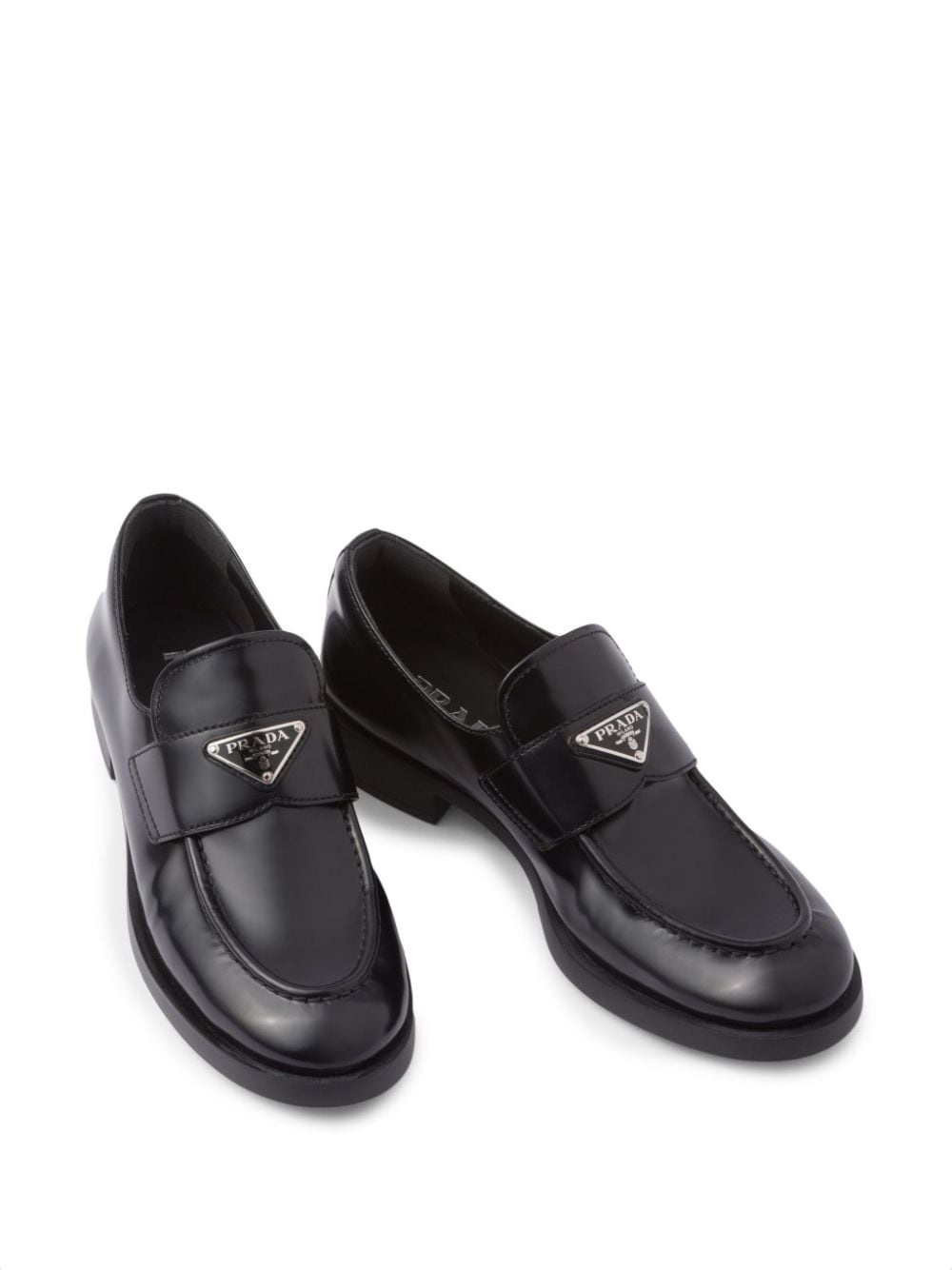 triangle-logo leather loafers - 3