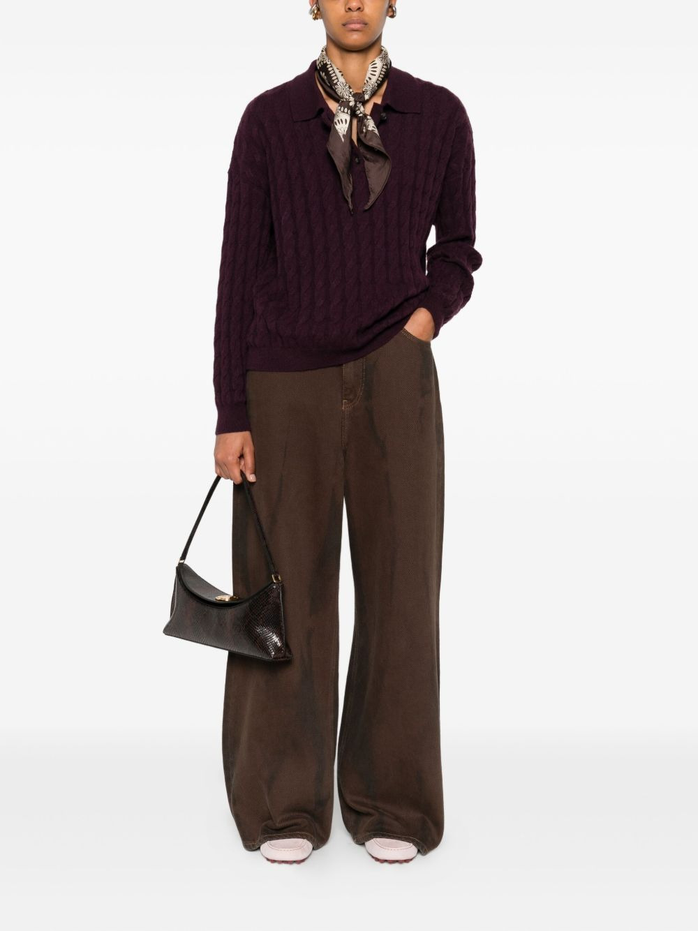 cable-knit polo-neck jumper - 2