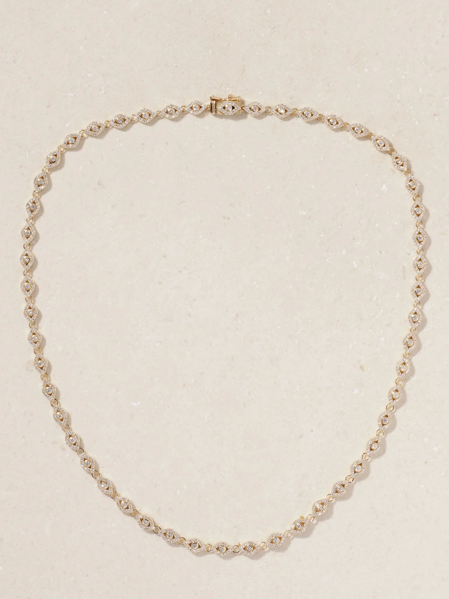 Small Evil Eye Eternity 14-karat gold diamond necklace Gold - 1
