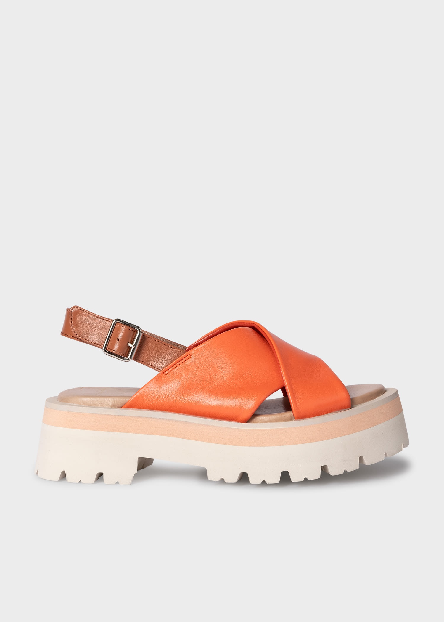 Orange 'Logan' Leather Platform Sandals - 1