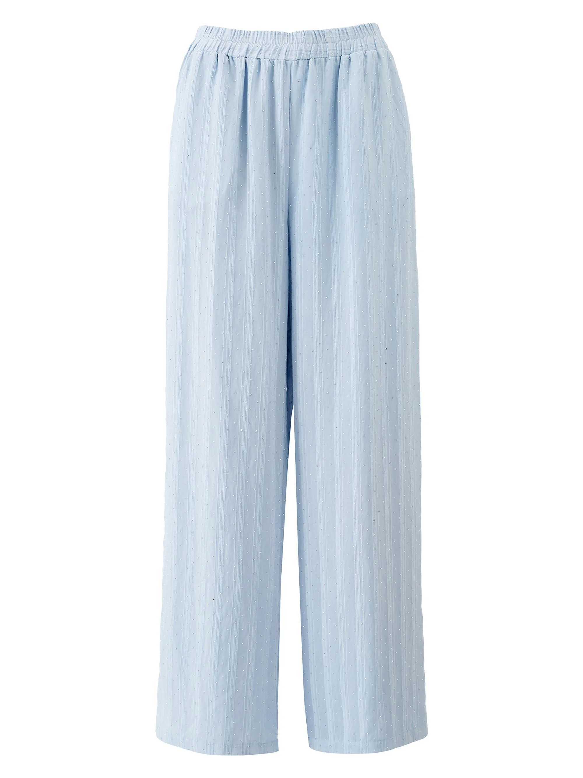 Women's Trisha Embellished Stripe Wide-Leg Pants - Pale Blue - 1