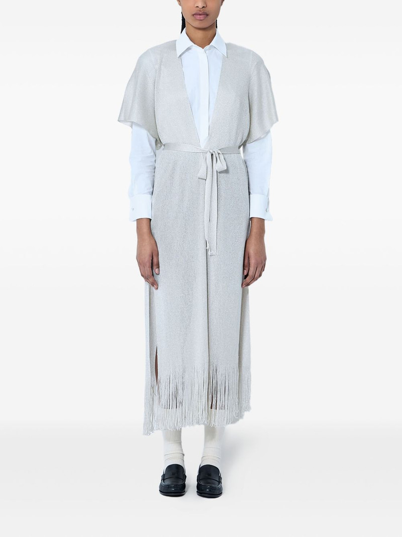 Max Mara fringe-hem tie-belt cardigan outlook