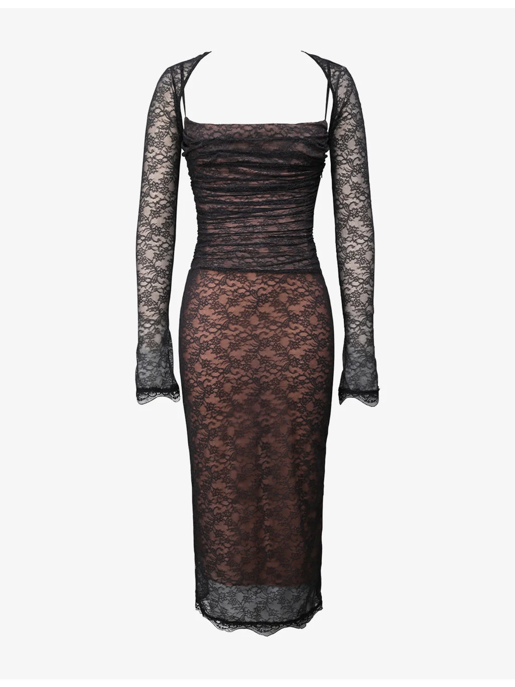 Gaia Corset Stretch-Lace Midi Dress - 1