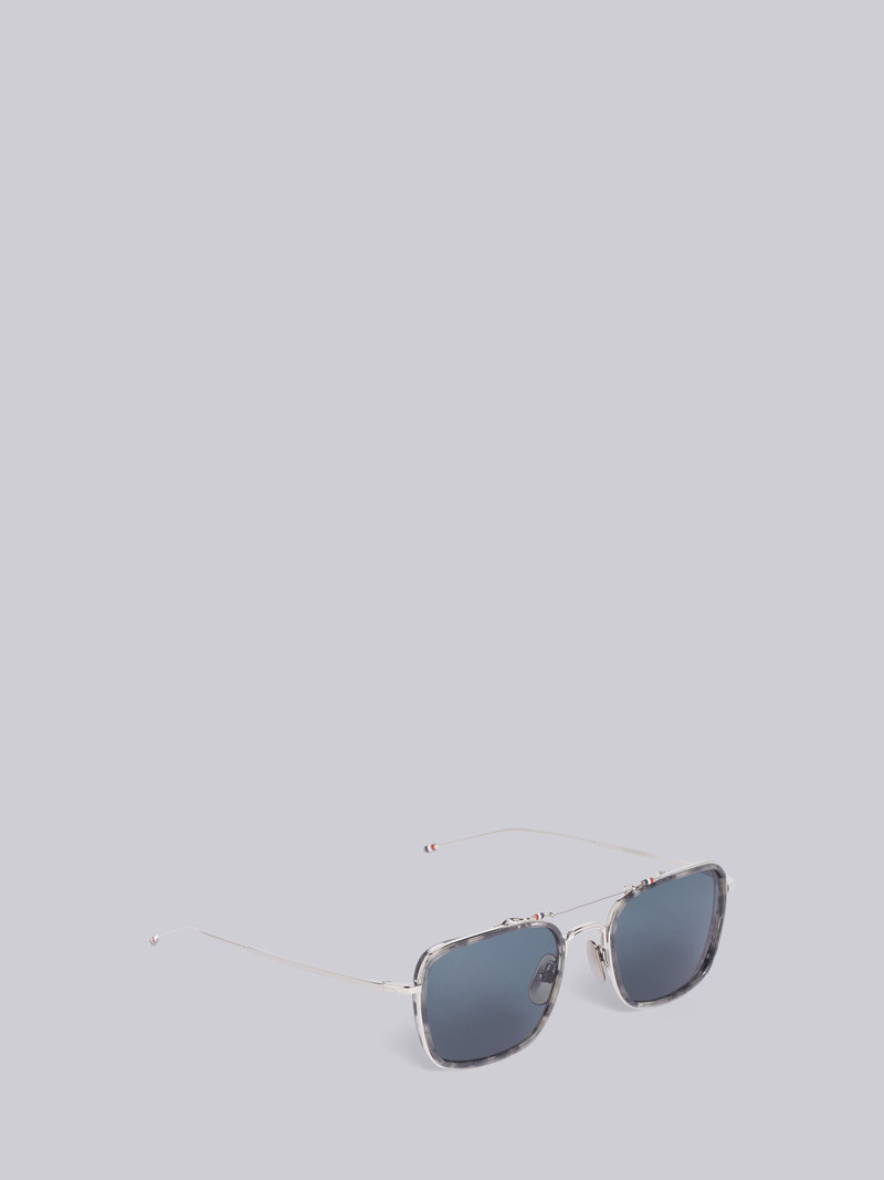 TB816 - Grey Tortoise Rectangular Aviator Sunglasses 4
