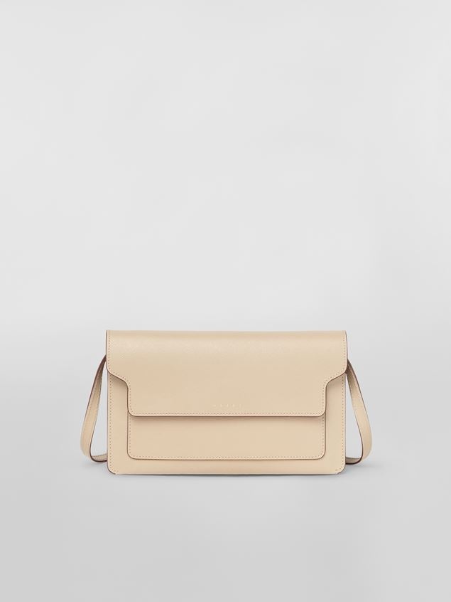 BEIGE TRUNK SAFFIANO CALFSKIN CLUTCH BAG - 1