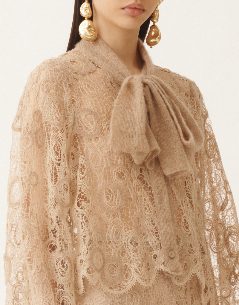 Macramé lace cropped shirt 5