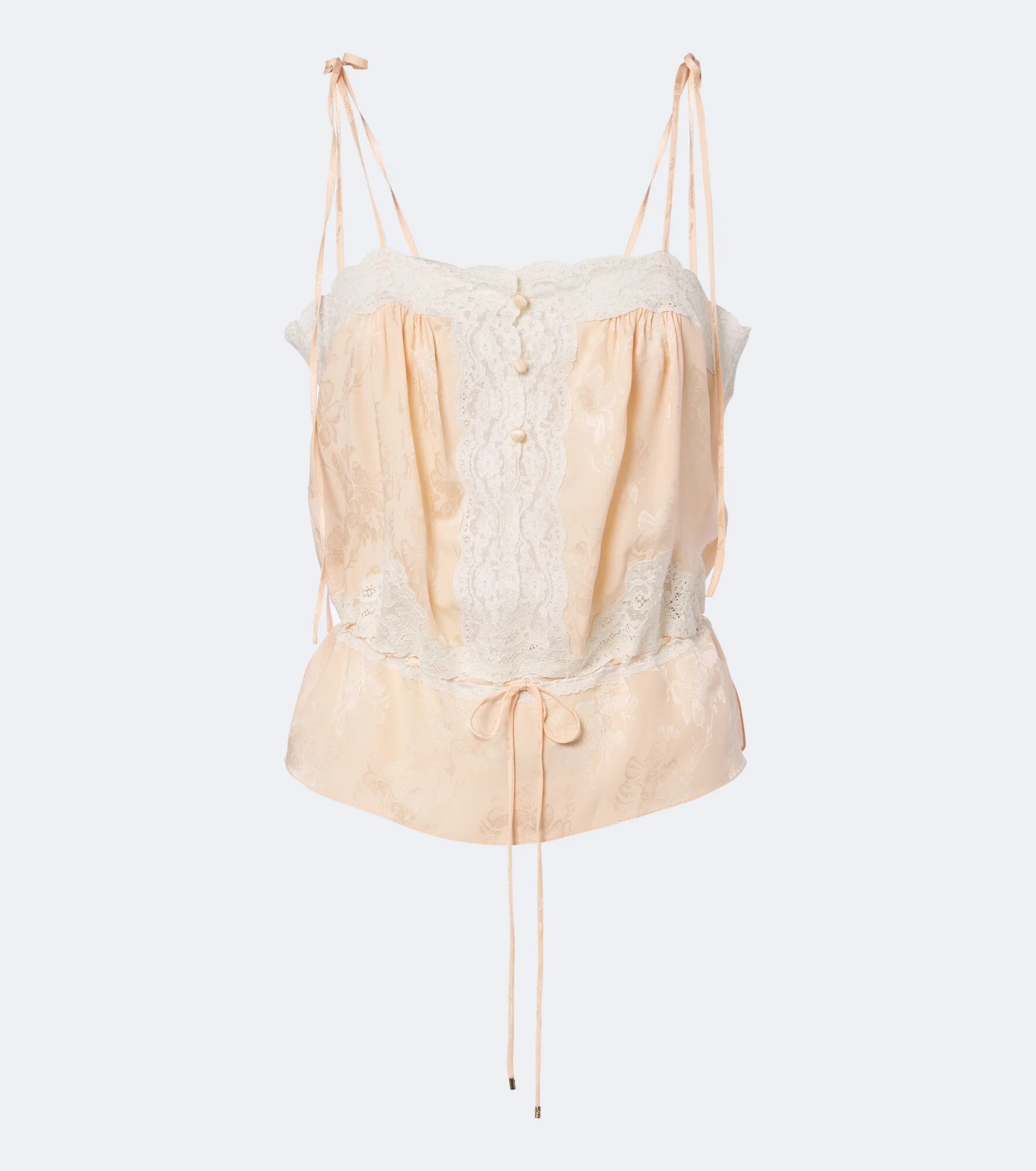 Lace-trimmed silk satin top - 1