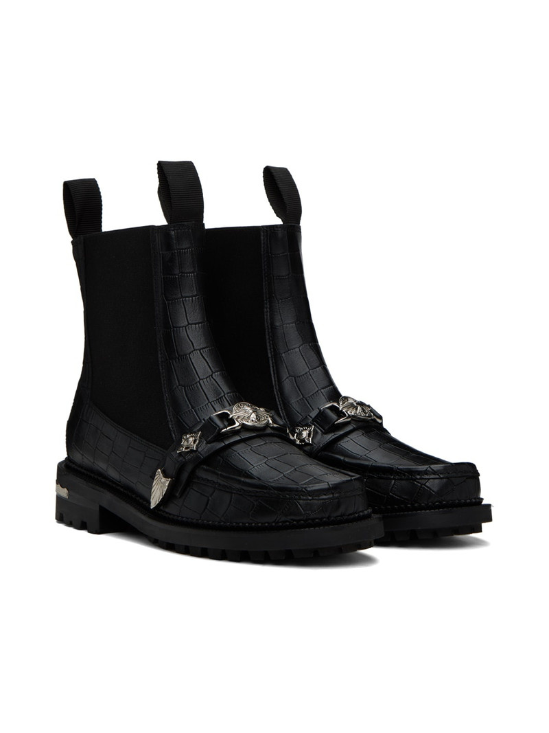 Black Croc Chelsea Boots 4