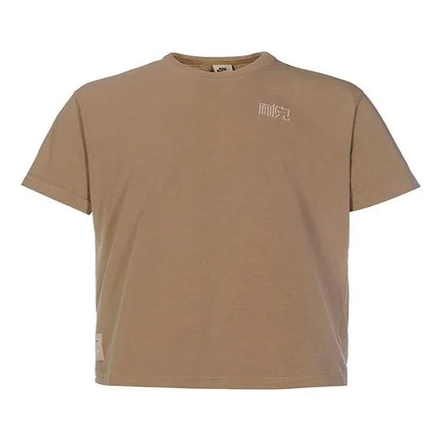 Men's Nike NAI-KE Cha Nai-Ke Cha Series Solid Color Sports Round Neck Short Sleeve Khaki T-Shirt DV5 - 1