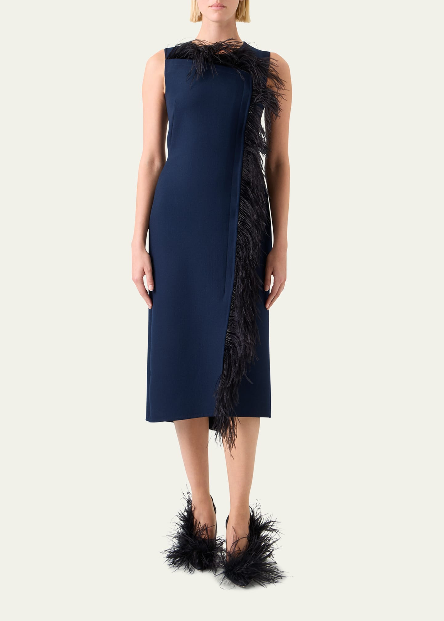 Asymmetric Double-Face Wool Midi Dress - 2