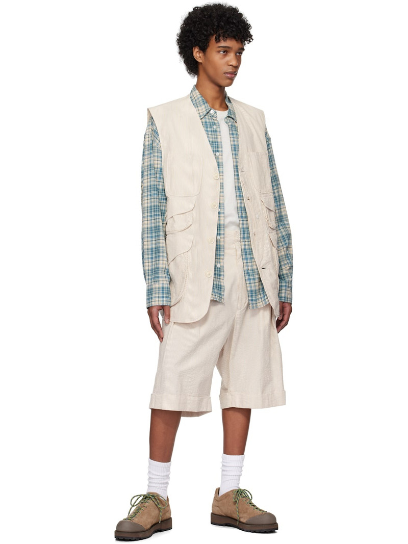 Engineered Garments Beige & White Hunting Vest outlook