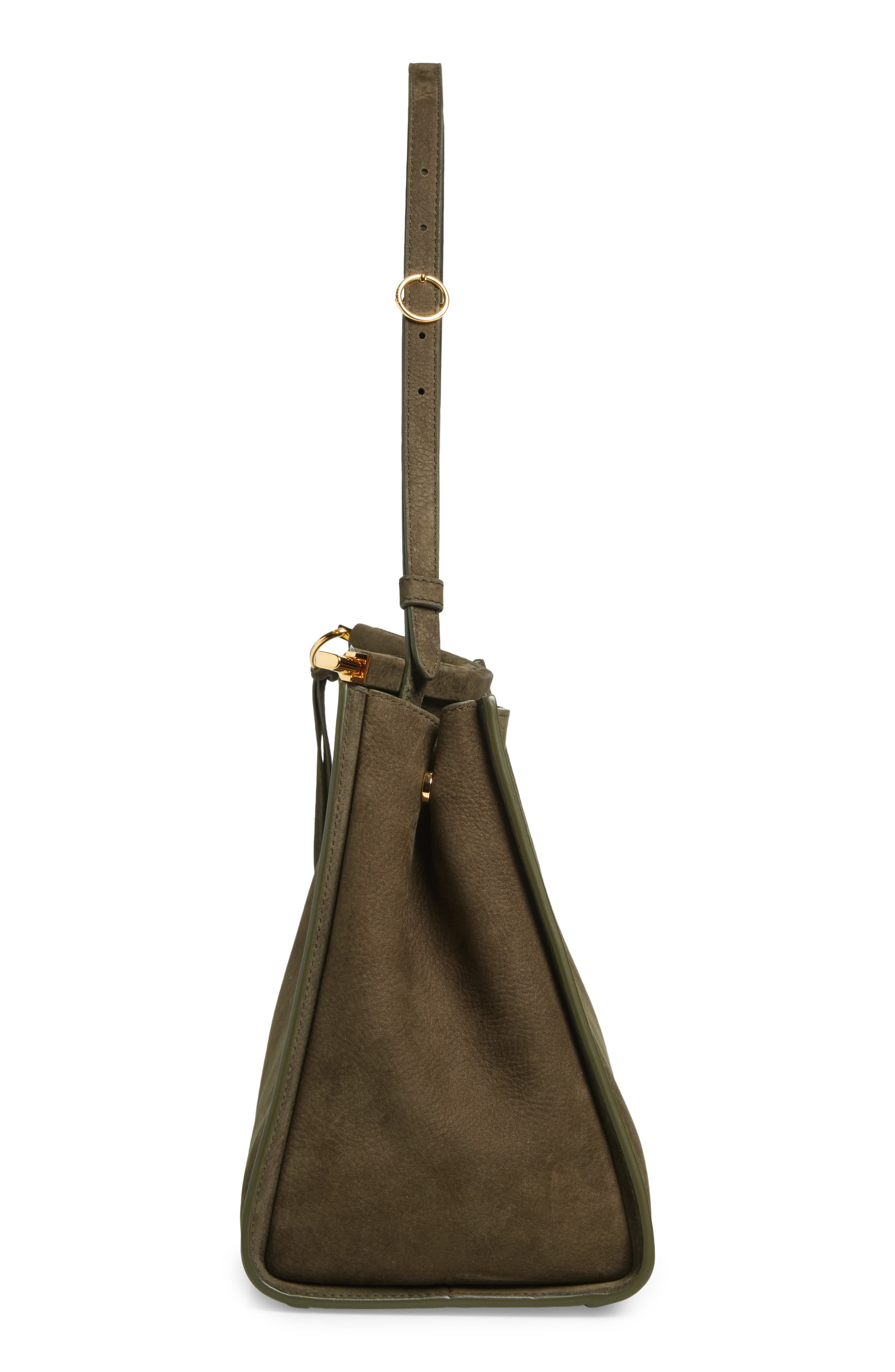 Alaïa Medium Le Click Suede Shoulder Bag in Khaki at Nordstrom - 4