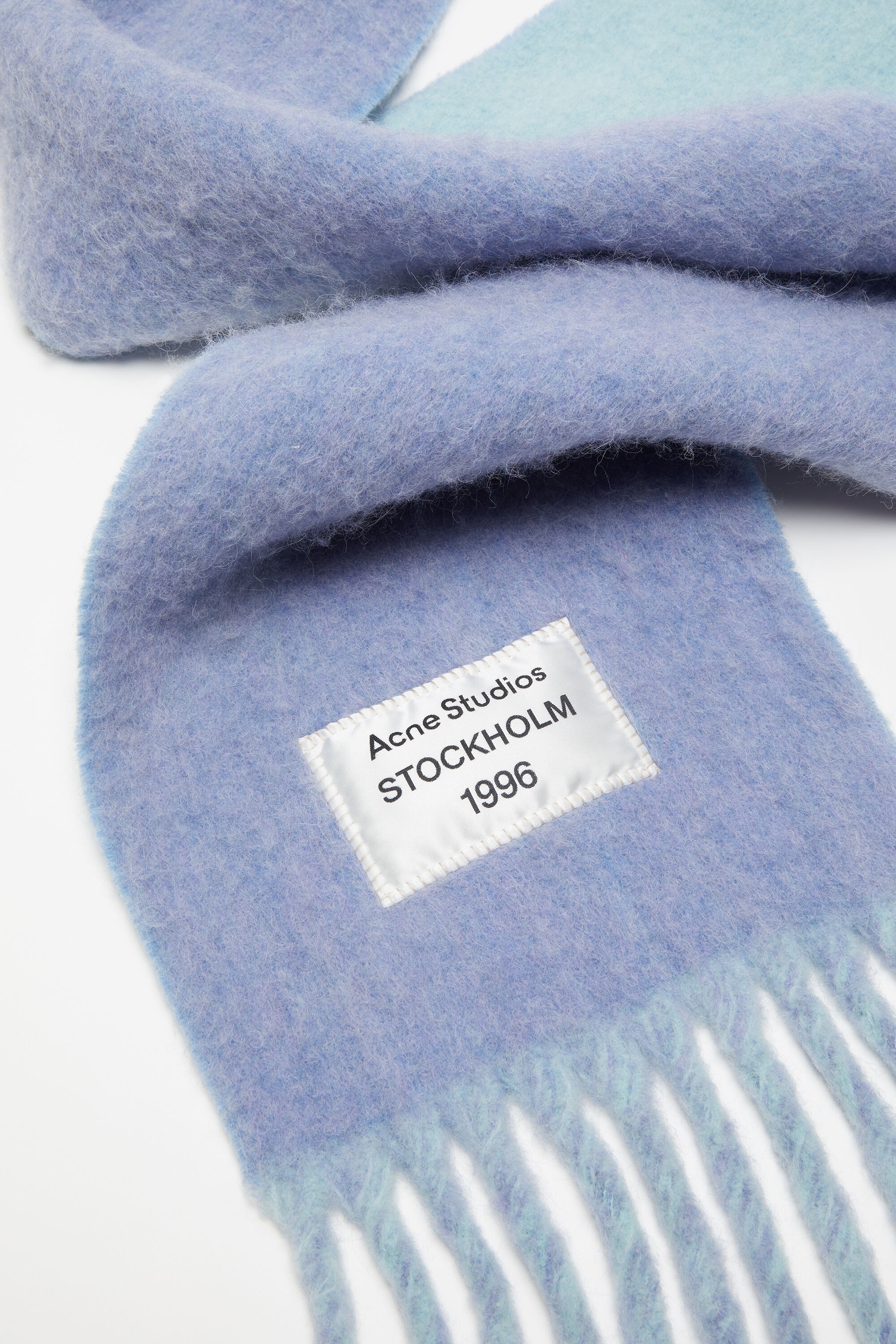 Fringed scarf logo label - Blue/light blue - 4