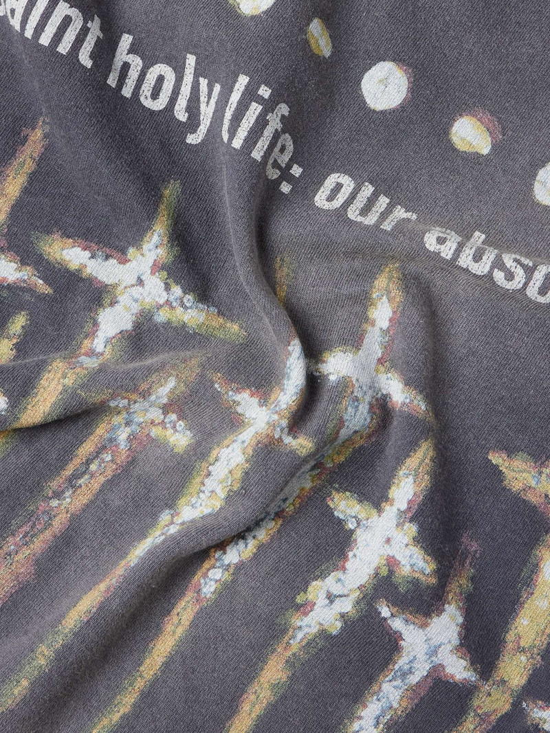 + FORSOMEONE Saint Printed Distressed Cotton-Jersey T-Shirt 4