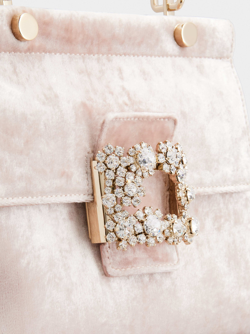 Viv' Flower Strass Jewel Buckle Cabas Mini Bag in Velvet 8
