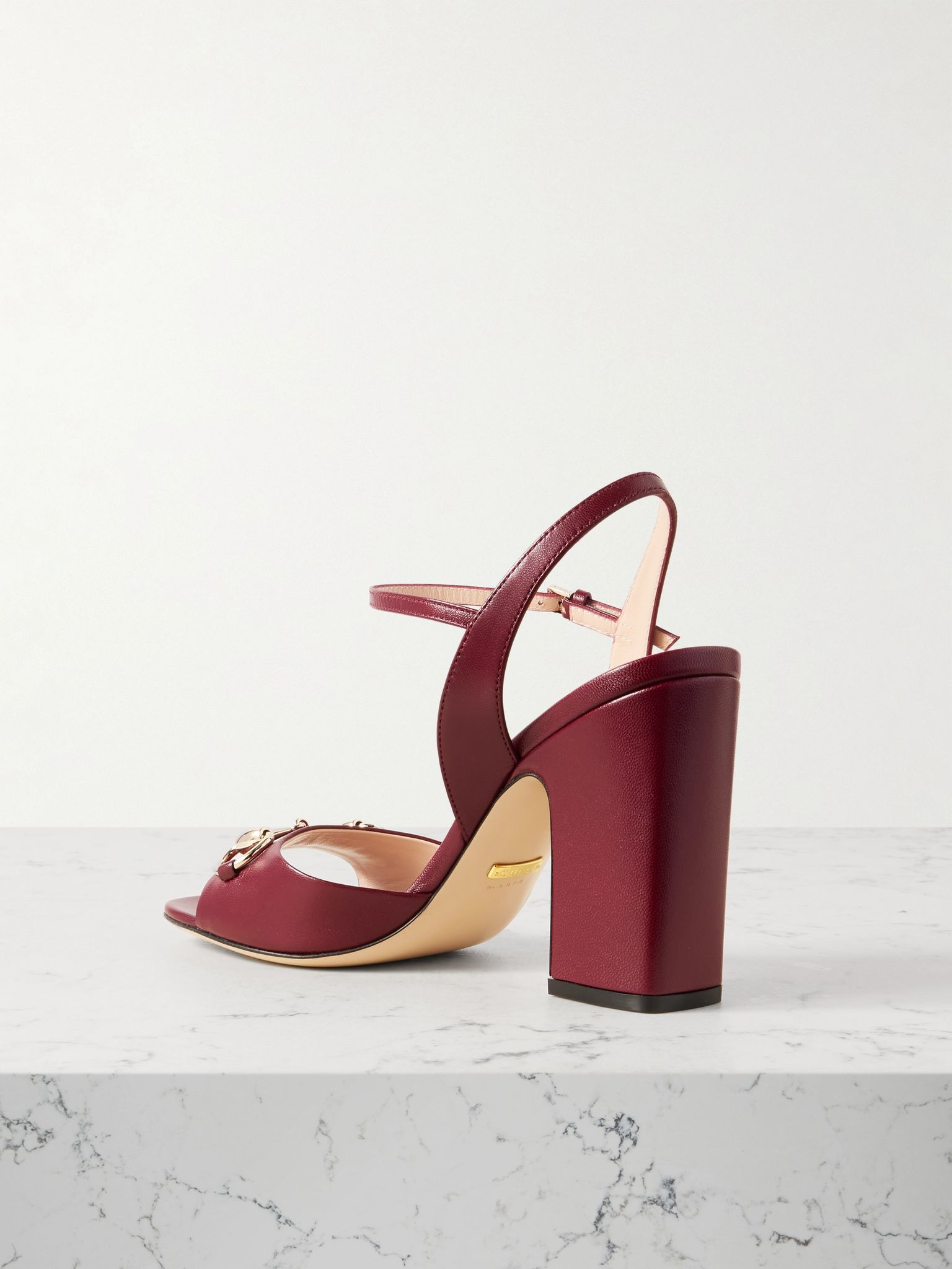Lady horsebit-detailed leather sandals Burgundy - 3