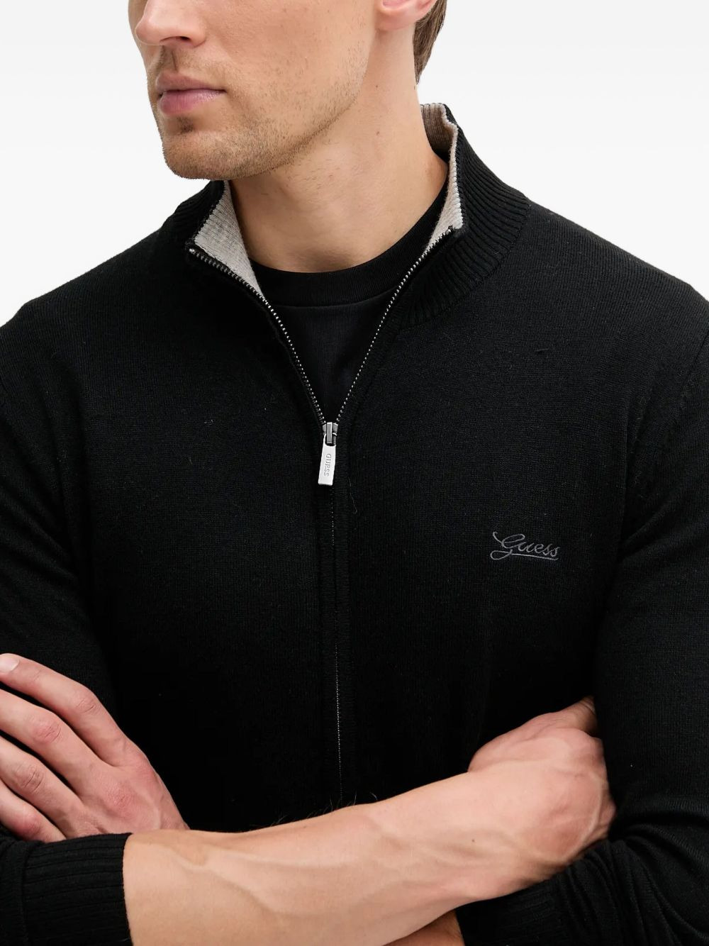 zip-neck logo sweater - 4