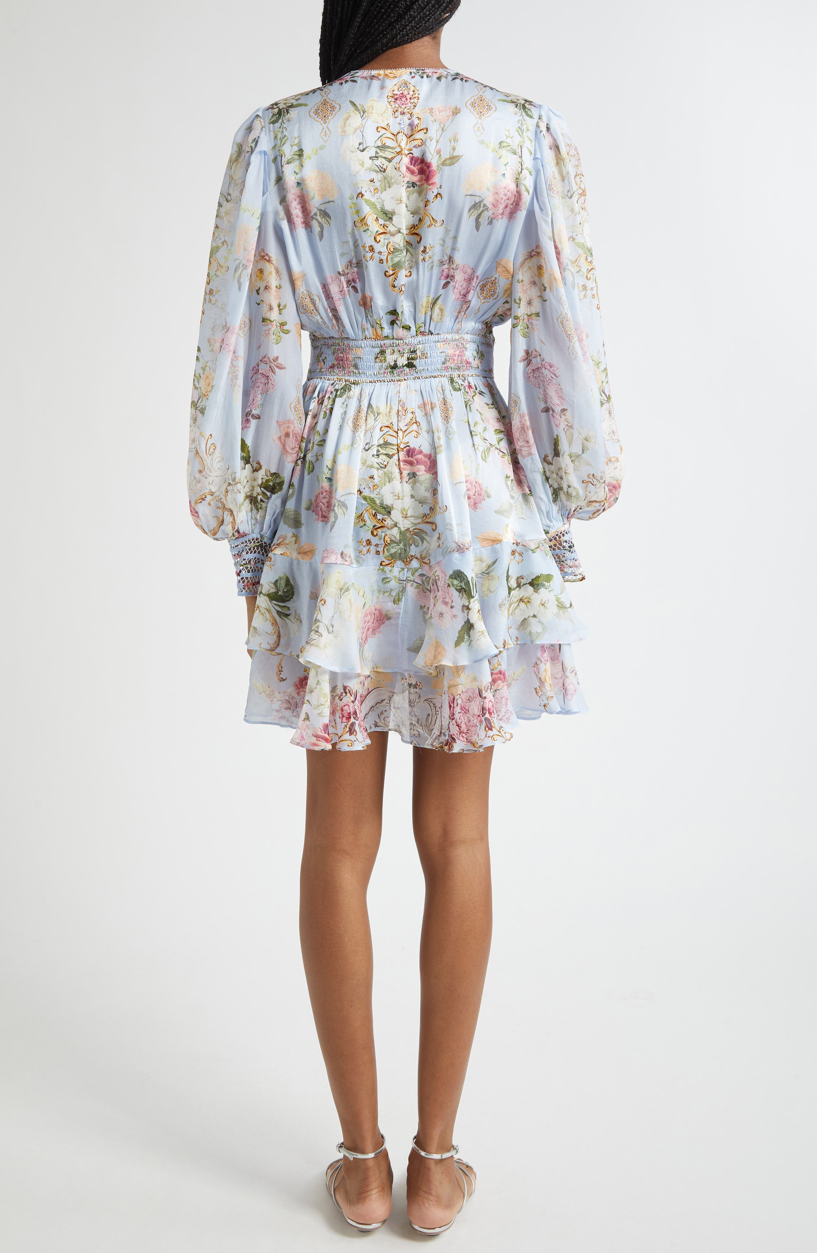 Camilla Tiled In Time Button Front Long Sleeve Silk Minidress at Nordstrom - 2
