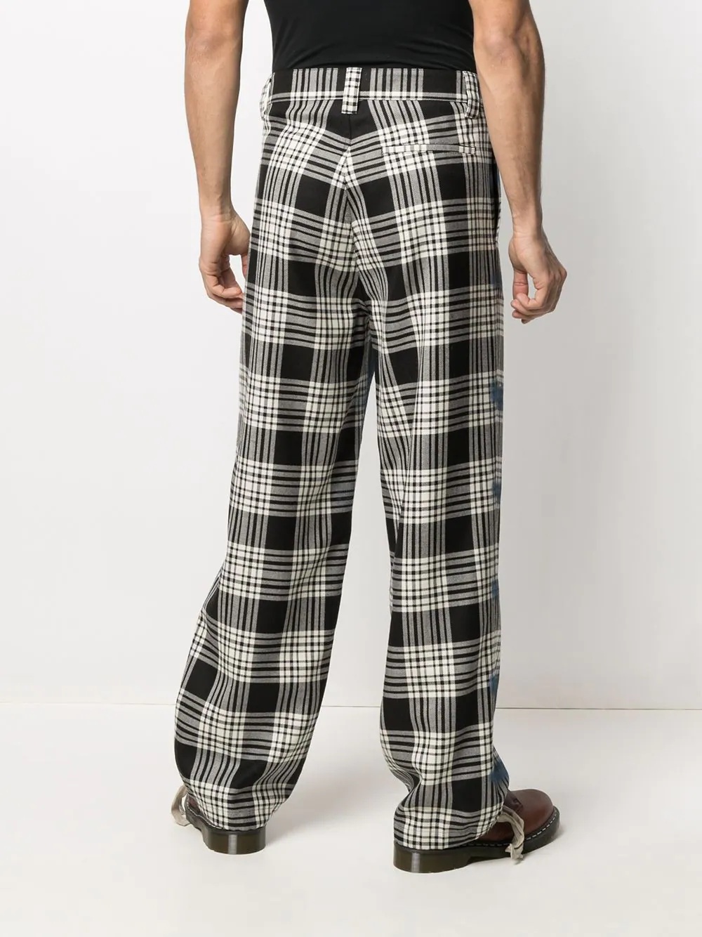 plaid straight-leg trousers - 4