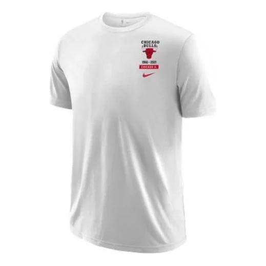 Men's Nike Chicago Bulls Printing Logo Loose Round Neck Pullover Short Sleeve White T-Shirt DA7285-1 - 1