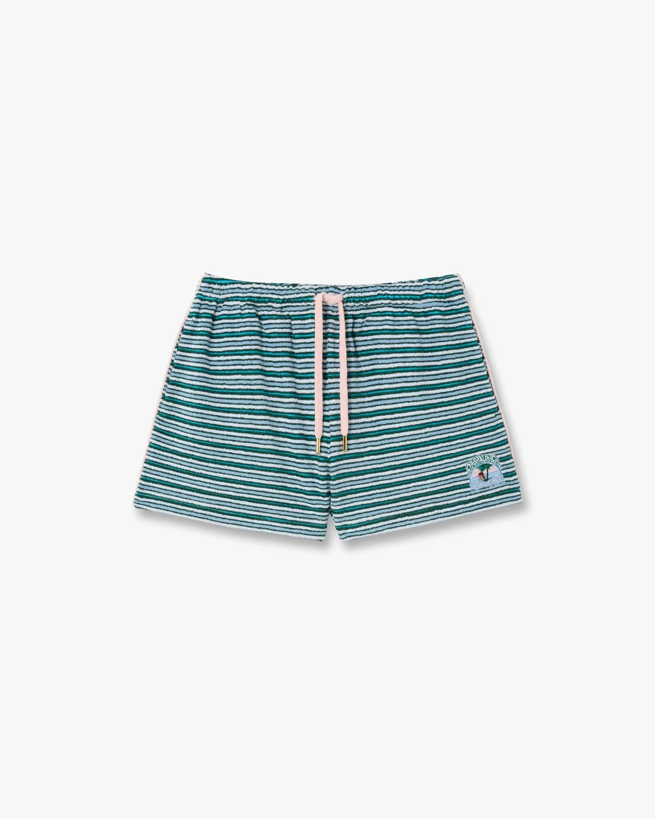 Teal Striped Towelling Shorts | Casablanca Paris - 1
