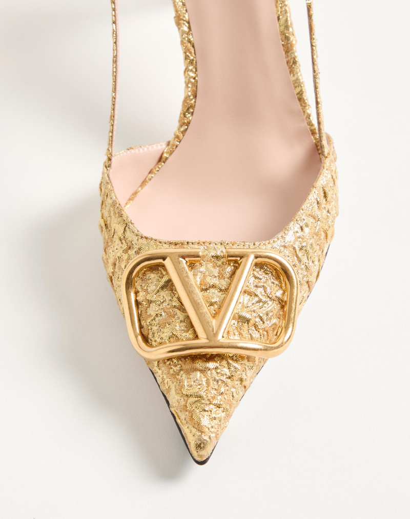 Valentino VLOGO SIGNATURE SLINGBACK PUMPS IN CLOQUÉ JACQUARD FABRIC 80MM outlook