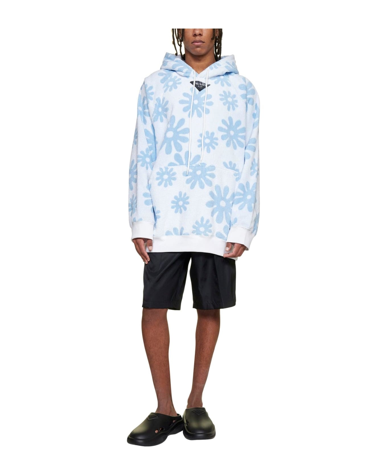 Flower Print Drawstring Hoodie - 3