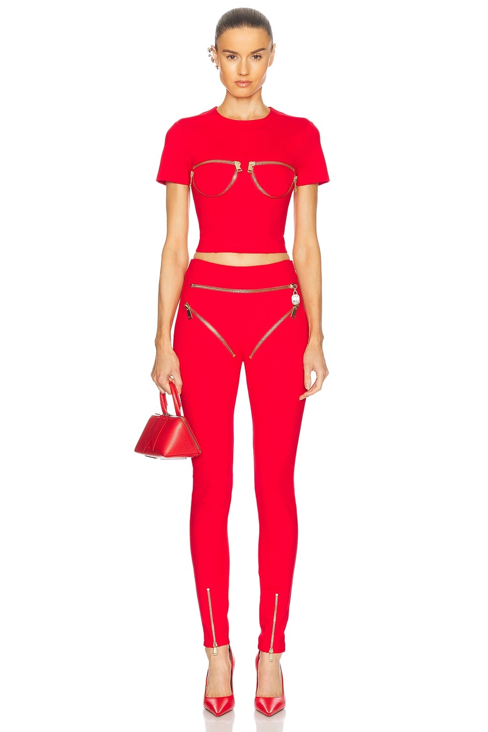 Zipper Cup Bustier T-Shirt - 4