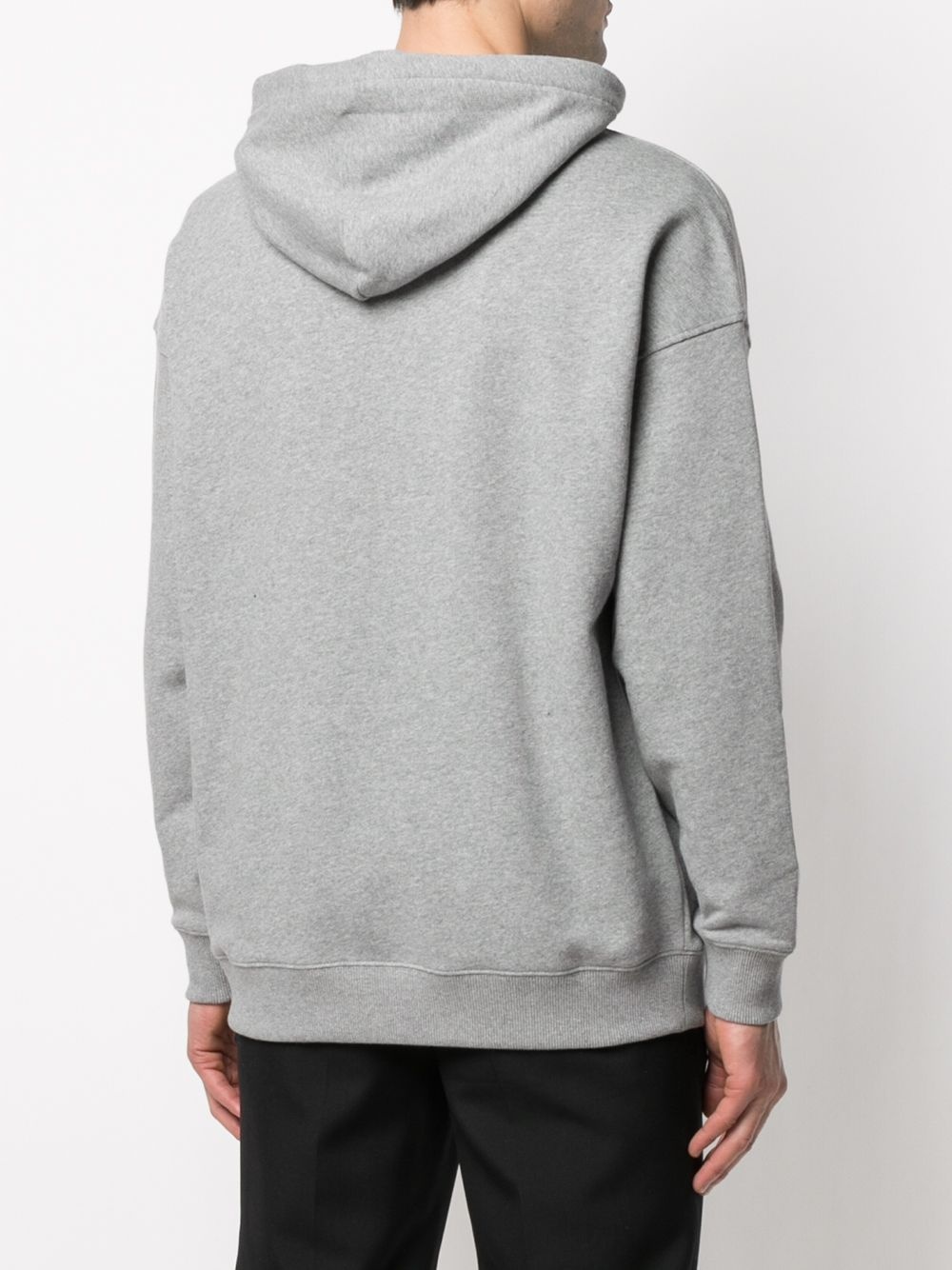 brushed logo cotton hoodie - 4