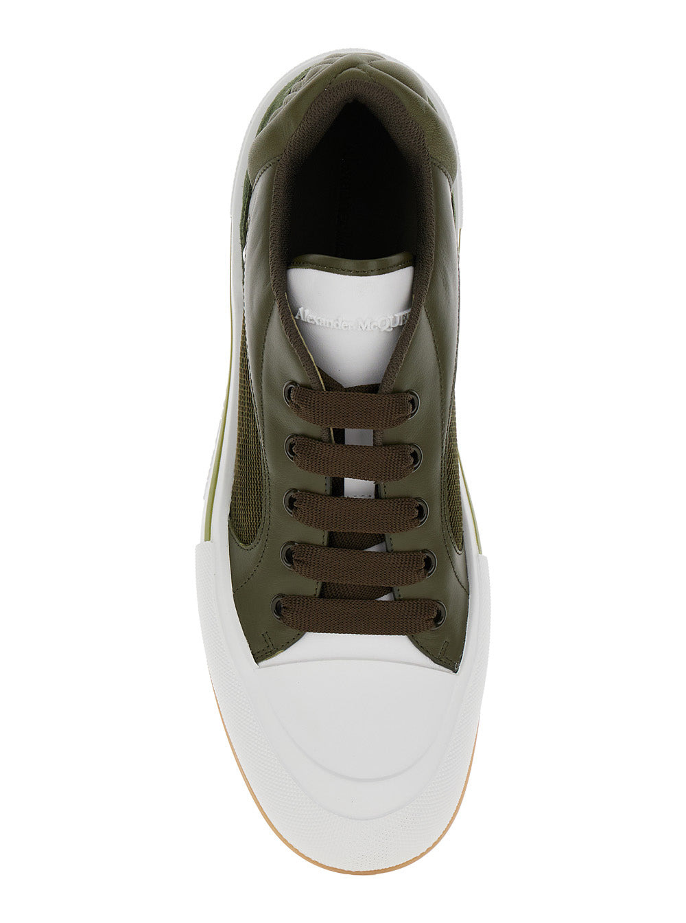 Alexander Mcqueen Men 'Cruis' Green Low Top Sneakers With Logo Detail In Leather And Fabric Man - 4