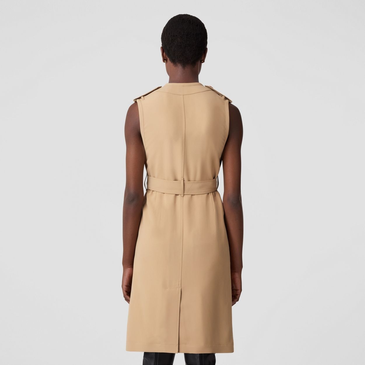 Sleeveless Viscose V-neck Trench Dress - 4