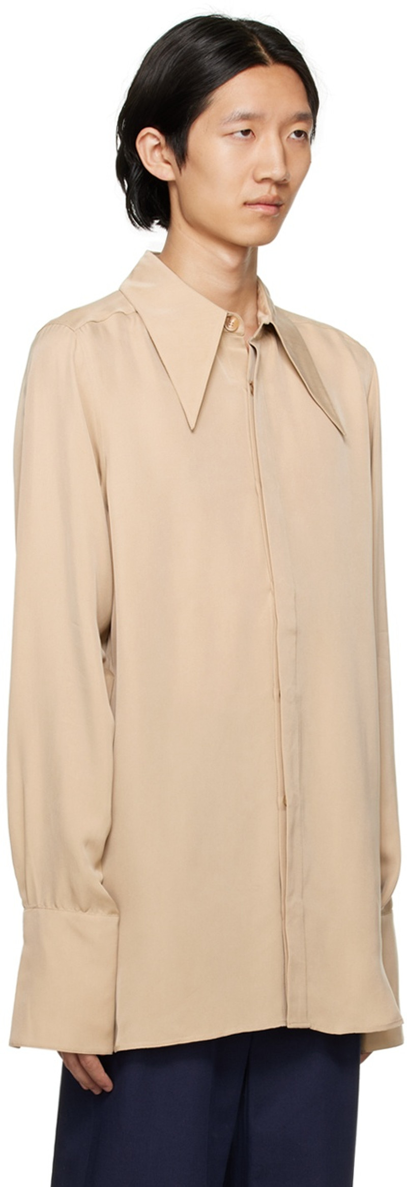 KING & TUCKFIELD Beige Spread Collar Shirt outlook