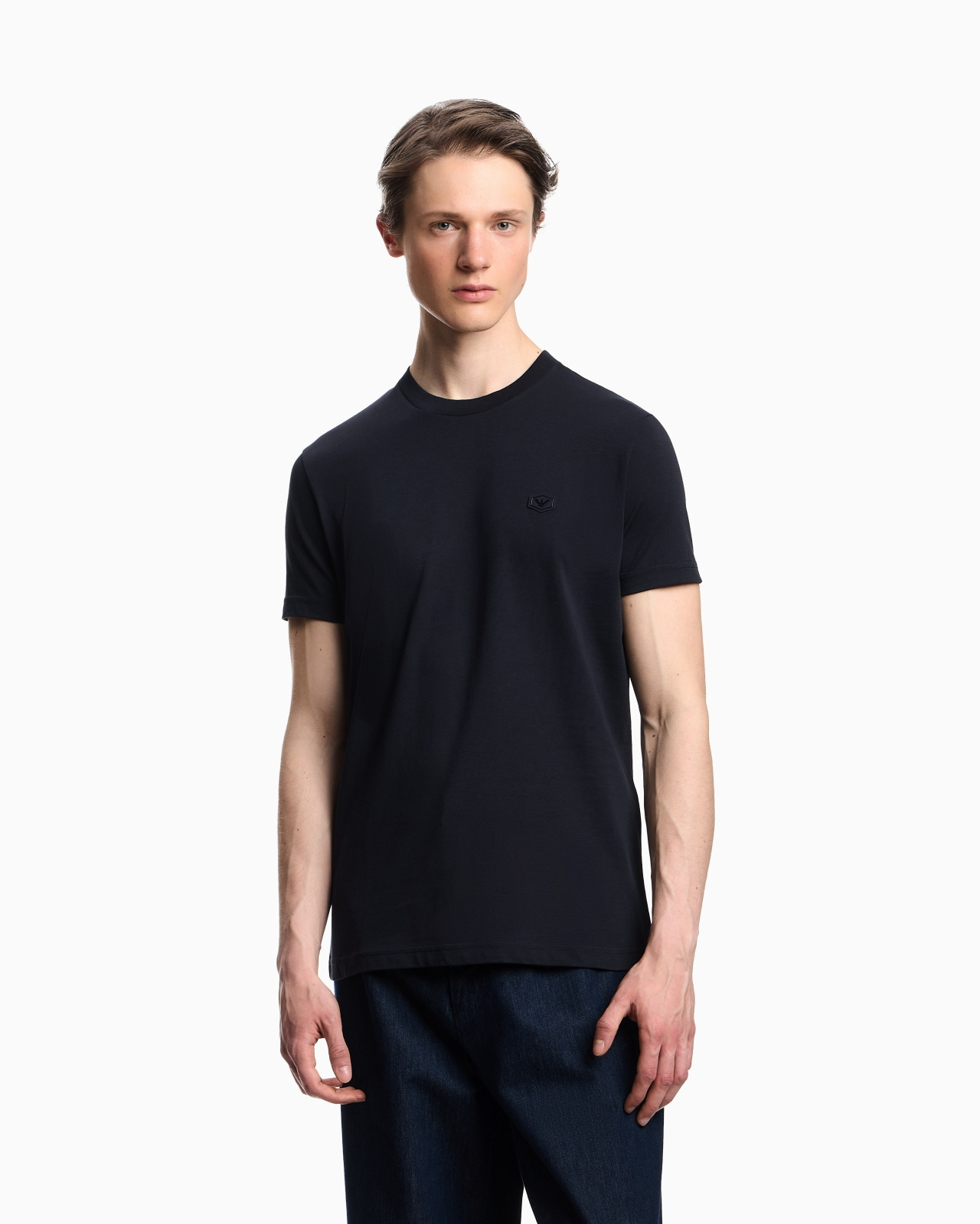 Supima jersey T-shirt with micro logo patch - 4