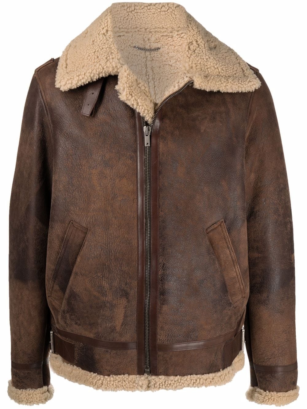 leather shearling coat - 1