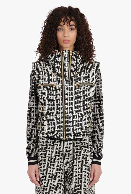 Ivory and black nylon quilted vest with Balmain monogram - 5