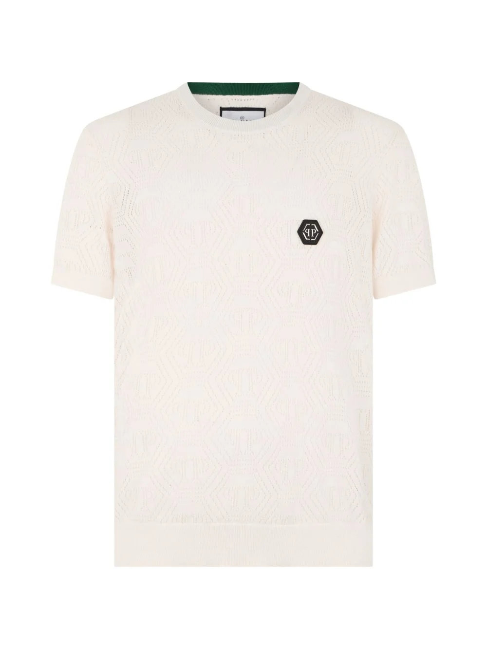 openwork monogram T-shirt - 1