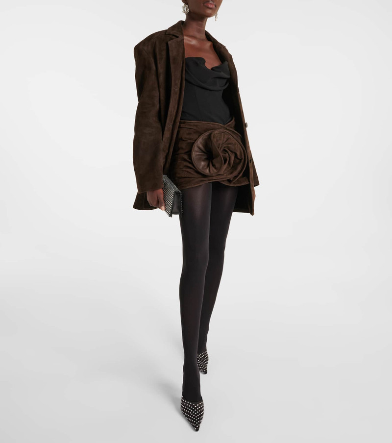 MAGDA BUTRYM Floral-appliqué suede miniskirt outlook