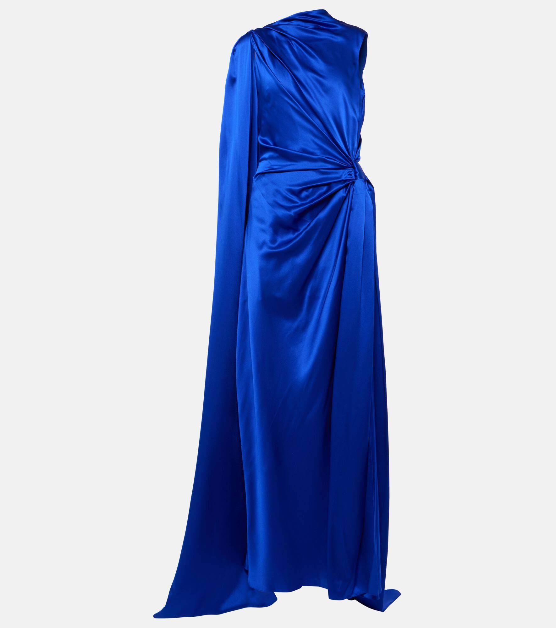 Asymmetric draped silk gown - 1