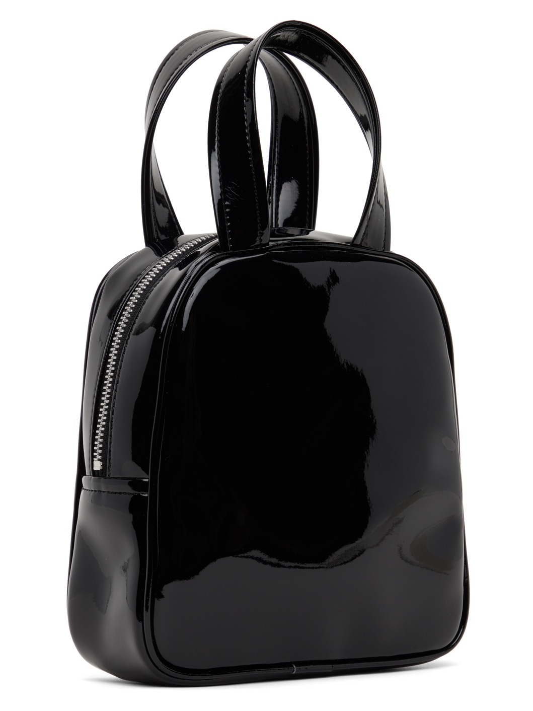 Black Synthetic Patent Leather Bag - 3