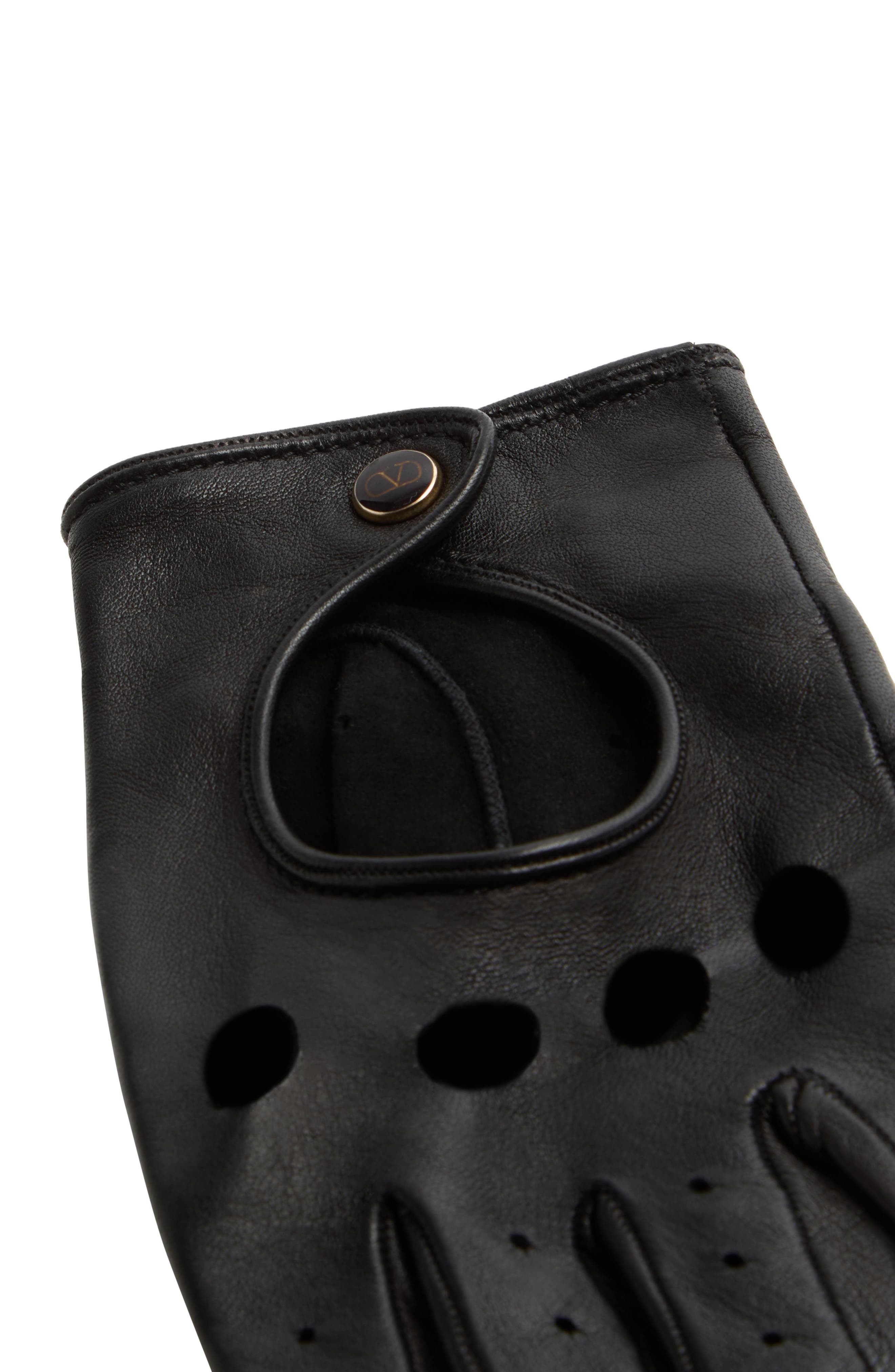 Valentino Garavani VLOGO Fingerless Leather Gloves in Black at Nordstrom - 2